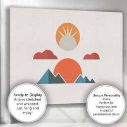 Minimalist Mountain Sunrise Geometric Landscape Canvas Wall Art Print Decor Picture Ready To Hang - thumbnail 3