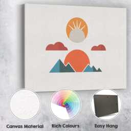 Minimalist Mountain Sunrise Geometric Landscape Canvas Wall Art Print Decor Picture Ready To Hang - thumbnail 2