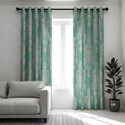 Green Damask Curtains, Classic Pattern Drapes, Custom Made Window Panels For Living Room, Bedroom Or Dining Room - thumbnail 2