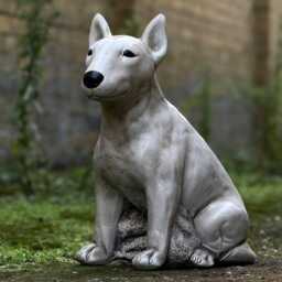 stone Bull Terrier Figurine Handmade Dog Sculpture Outdoor Pet Ornament Cement Decoration Garden Yard Art Memorial - thumbnail 2