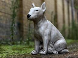 stone Bull Terrier Figurine Handmade Dog Sculpture Outdoor Pet Ornament Cement Decoration Garden Yard Art Memorial - thumbnail 1