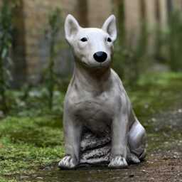 stone Bull Terrier Figurine Handmade Dog Sculpture Outdoor Pet Ornament Cement Decoration Garden Yard Art Memorial - thumbnail 3