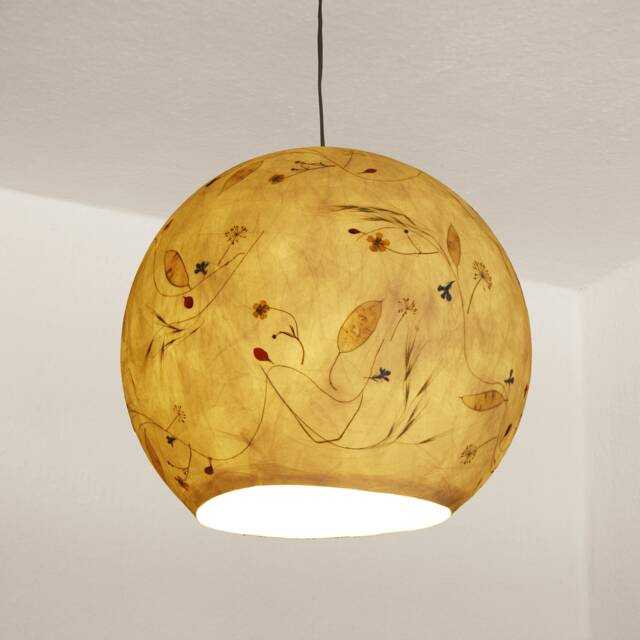 Lampshade 15 Made Of Tissue Paper With Brome Grass, Lobelia, Barberry... Dining Table Lamp, Kitchen Lamp - image 1
