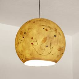 Lampshade 15 Made Of Tissue Paper With Brome Grass, Lobelia, Barberry... Dining Table Lamp, Kitchen Lamp - thumbnail 1
