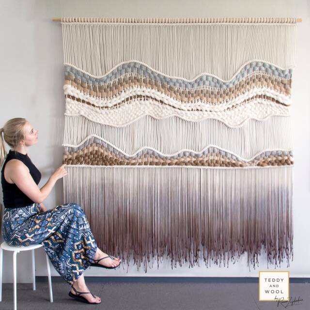 "Extra Large Macrame Wall Hanging - Woven Art Big Fiber Art 78.7"" X 67"" Tapestry ""Patricia" - image 1