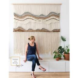 "Extra Large Macrame Wall Hanging - Woven Art Big Fiber Art 78.7"" X 67"" Tapestry ""Patricia" - thumbnail 3