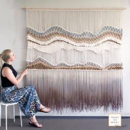 "Extra Large Macrame Wall Hanging - Woven Art Big Fiber Art 78.7"" X 67"" Tapestry ""Patricia" - thumbnail 1