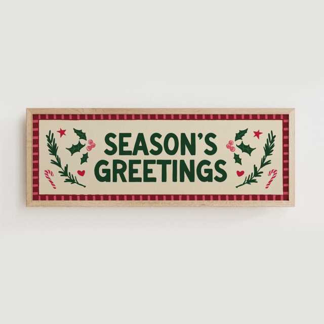 Season's Greetings Christmas Print Wide Festive Sign Unframed - image 1