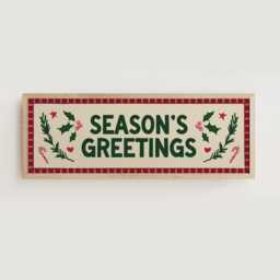 Season's Greetings Christmas Print Wide Festive Sign Unframed - thumbnail 1