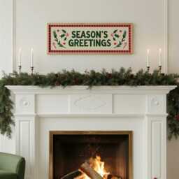 Season's Greetings Christmas Print Wide Festive Sign Unframed - thumbnail 2