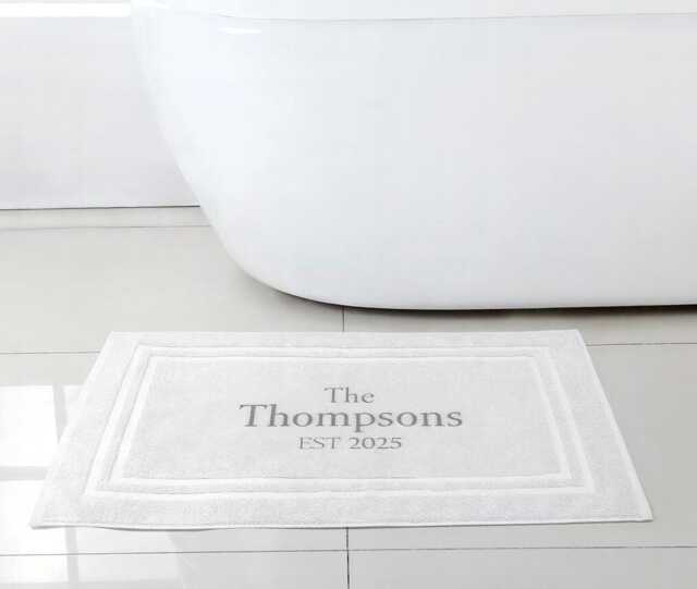 Personalised Bathmat, Custom Embroidery Add Your Name, Text Or Message - 100% Cotton Superior Hotel Quality Bath Mat House Warming Gift - image 1