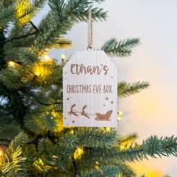 Personalized Christmas Eve Box Tag Engraved Ornament, Wood Or Acrylic - thumbnail 2