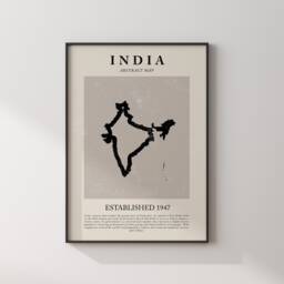 India Map Vintage Abstract Wall Art Print Picasso + Matisse Inspired Travel Poster - thumbnail 1