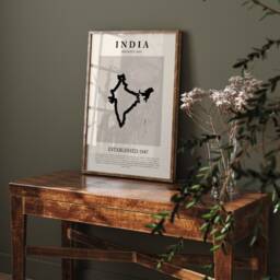 India Map Vintage Abstract Wall Art Print Picasso + Matisse Inspired Travel Poster - thumbnail 2