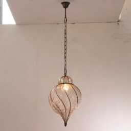 Hanging Lantern Murano Glass - Pink Hand-Blown Italy Decorative Pendant Light - thumbnail 3