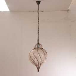 Hanging Lantern Murano Glass - Pink Hand-Blown Italy Decorative Pendant Light - thumbnail 2