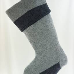 Christmas Stocking Felted Wool Felt Grey Charcoal Flowers Floral Recycled Repurposed Upcycled 092 - thumbnail 3