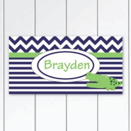 Alligator Nursery Wall Clock, Kids Wall Navy & White Nursery, Decor - thumbnail 3