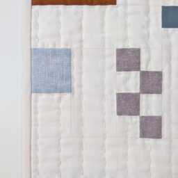 Hand Quilted Wall Hanging Minimalist Geometric Textile Art With Round Bottom - thumbnail 3