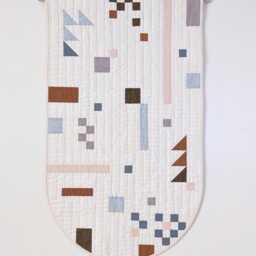 Hand Quilted Wall Hanging Minimalist Geometric Textile Art With Round Bottom - thumbnail 2