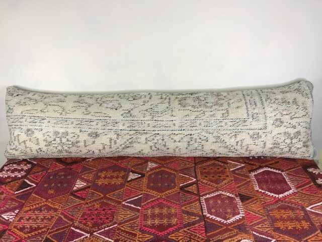 12x48 Long Lumbar Pillow Cover Vintage Turkish Wool Kilim Cushion - image 1