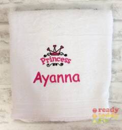 Personalised Swimming/Bath Towel Sheet Princess Logo Embroidered Unisex Boys Girls Children's Kids With Any Name 500Gsm - thumbnail 1