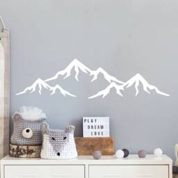 Mountain Wall Decal Baby Nursery, Large Mountains Vinyl Sticker Kids Play Room, Man Cave Woodland Decor Accent Toddler Boy, Dorm - thumbnail 2