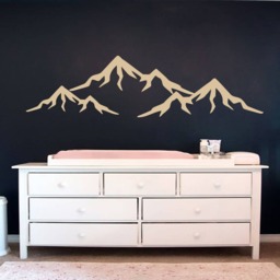 Mountain Wall Decal Baby Nursery, Large Mountains Vinyl Sticker Kids Play Room, Man Cave Woodland Decor Accent Toddler Boy, Dorm - thumbnail 1