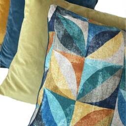 Turquoise Cushion Cover Pattern Stem Leaves Throw Sofa Pillow Yellow Blue Orange - thumbnail 2