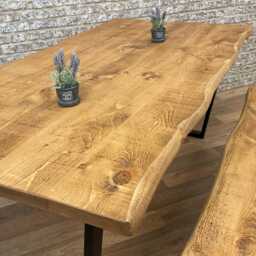 Industrial Steel A - Frame Leg Live Edge Rustic Dining Table - thumbnail 4