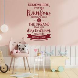 Nursery Over The Rainbow Wall Decal Quote - Vinyl Text Sticker Art Custom Home Decor - thumbnail 3