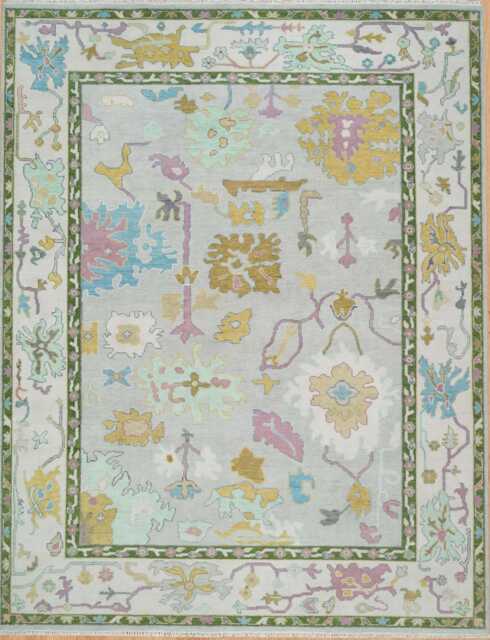 Handknotted Wool Oushak Rug, Floral Oriental Design, 9x12 Ar_3660 - image 1