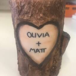 Personalized Wax Log Candle Names & Date 16Th Anniversary, Gift For Him/Her, Rustic Wedding Gift Autumn Fall Hand Carved Painted - thumbnail 4