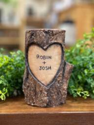 Personalized Wax Log Candle Names & Date 16Th Anniversary, Gift For Him/Her, Rustic Wedding Gift Autumn Fall Hand Carved Painted