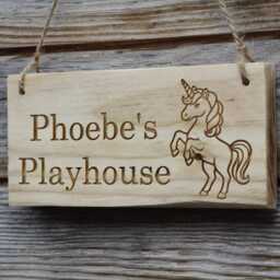 Personalised Unicorn Wooden Sign - Custom Engraved Name Plate, Playhouse Decor - thumbnail 4