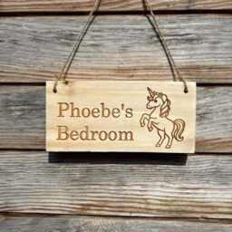 Personalised Unicorn Wooden Sign - Custom Engraved Name Plate, Playhouse Decor - thumbnail 2