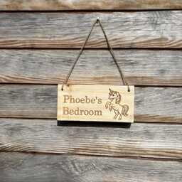 Personalised Unicorn Wooden Sign - Custom Engraved Name Plate, Playhouse Decor - thumbnail 3