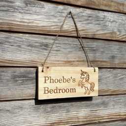 Personalised Unicorn Wooden Sign - Custom Engraved Name Plate, Playhouse Decor - thumbnail 1
