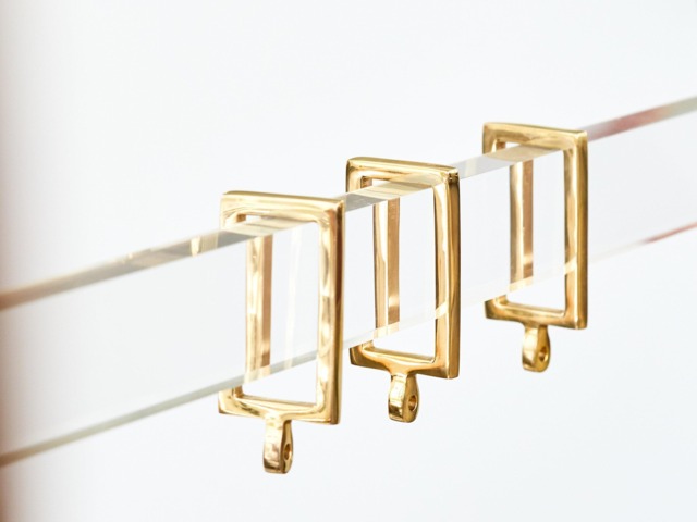 Brass Rectangular Curtain Rings For Lucite Rod - image 1