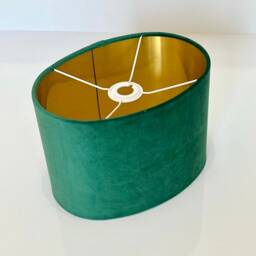New Luxury High Quality Emerald Green Velvet Fabric Lamp Shade Oval Shape Oval Metallic Lining - thumbnail 3