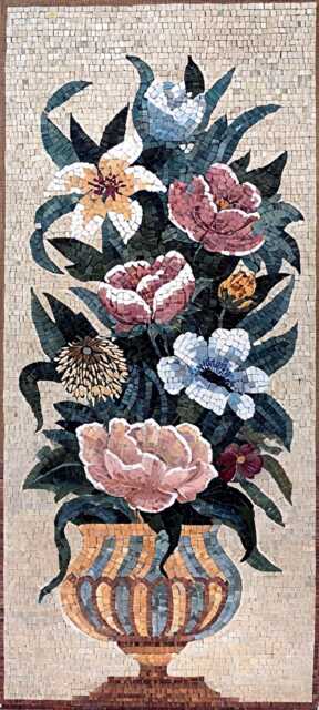 The Roman Flower Pot Marble Mosaic