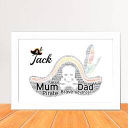 Personalised Pirate Hat Word Art - Custom Nautical Typography Print, Boys Bedroom Decor, Framed Poster - thumbnail 2