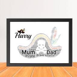 Personalised Pirate Hat Word Art - Custom Nautical Typography Print, Boys Bedroom Decor, Framed Poster - thumbnail 1