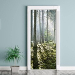 Forest Wall Decal, Door Sticker, Mural, Wallpaper, Trees Nature Home Design Fridge Decor - thumbnail 1