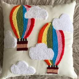 Rainbow Balloon Pillow, Baby Room Decor, Nursery Custom Pillow Cover, Personalized Pillow, Punch Needle, Girl Kid Gift, Boy Gift - thumbnail 3
