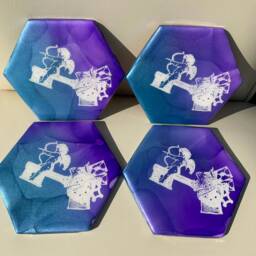 Coaster - Resin On Hexagon Ceramic - thumbnail 2
