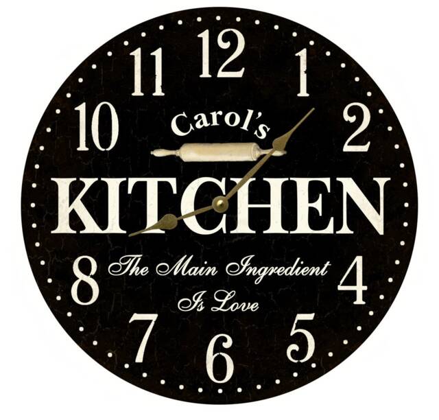 Personalized Kitchen Wall Clock - Black Clock - image 1