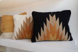 Mexican Pillow Relampago - Black + Clay Tones Woven Wool Cushion, Decorative Throw Pillow, Boho