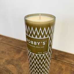 Bobby's Gin Bottle Candle - French Vanilla Scented Soy Wax Glass Craft Artisan Gift - thumbnail 3