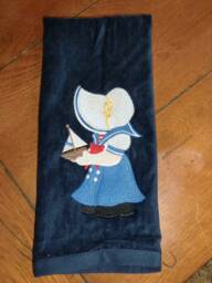 Embroidered Velour Hand Towel - Sunbonnet Sue Sailor Navy